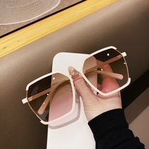 2022 New Korean version half-frame sunglasses lady round face superior sensins wind sunglasses anti-UV shading