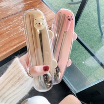 Single-person set of exquisite and beautiful chopsticks spoon set high value personal in wind stainless steel tableware