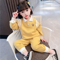 Girls preppy style suit spring and autumn 2022 new baby girl foreign style sweater two-piece childrens clothes