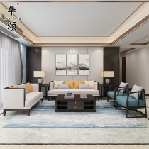 New Chinese style solid wood sofa modern minimalist fabric large and small apartment light luxury model house sales office living room furniture