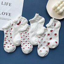 Summer net Red Sox short cylinder white mesh socks female short socks shallow mouth Summer thin Snet red loveable day