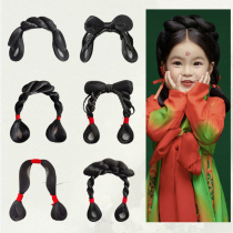 Childrens wig all-in-one soft headband ancient style daily Hanfu wig bag Tang Fengming made Song made bun