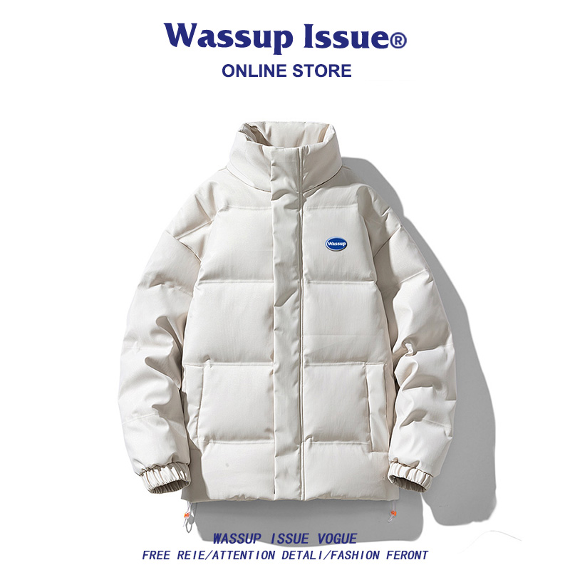WASSUP ISSUE Fashion Brand Down Coat Men's Short Thickened Winter Lightweight Warm Men's Winter Bread Coat