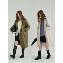 Enroute early autumn womens casual wind mid-length two-color silhouette simple all-match hooded ladies windbreaker jacket
