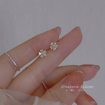 S925 pure silver zircon flower earrings 2022 New tide ear nail small crowddesign senses advanced delicate earrings