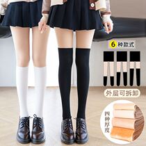Three-in-one light leg theorizer thickened with velvety meat color black splicing underpants winter female autumn winter nude sensuo socks jk