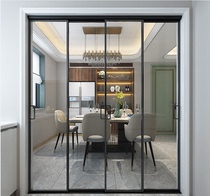 Tianjin titanium magnesium alloy fine frame Kitchen bathroom Living room balcony Bedroom sliding door extremely narrow three-link sliding door