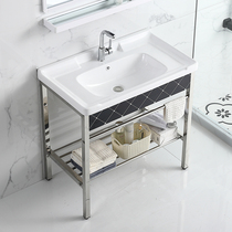 Balcony floor-standing wash basin integrated ceramic toilet washbasin simple stainless steel bracket wash pool waterproof