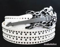 White mens belt personality youth belt Korean Rivet Belt fashion rocker belt fashion rocker guitar belt domineering