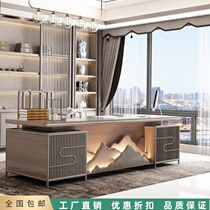 New Chinese modern table and chair solid wood boss light luxury desk simple big class Zen atmosphere President Office