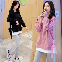 Pregnant Woman Spring Dress Suit 2022 Ocean Gas Gestational Woman Dress Fashion Korean Version Loose Blouse Long Sleeve Damp pregnant womans clothing