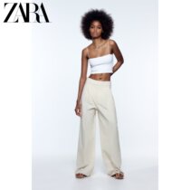 ZARA spring summer new TRF womens clothing linen blend fabric with waist length pants 3067486805