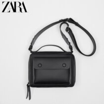 ZARA Spring New Pint Mens Bag Black Splicing Casual Single Shoulder Sloped Satchel Tide Bag 3506920040