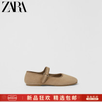 ZARA new childrens shoes girls brown sheep leather ballet shoes dance shoes 12512830100