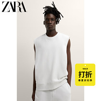 ZARA discount season] Mens loose velvet silhouette round neck sweater vest 00761474805