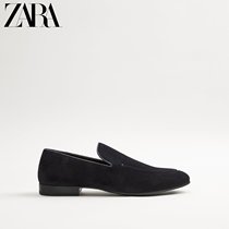 ZARA autumn new mens shoes navy blue soft cow leather business boat shoes loafers 12617721010