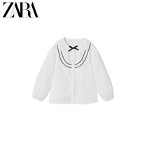 ZARA new child clothing girl jewellery button decorated corrugated neckline shirt 2725603250