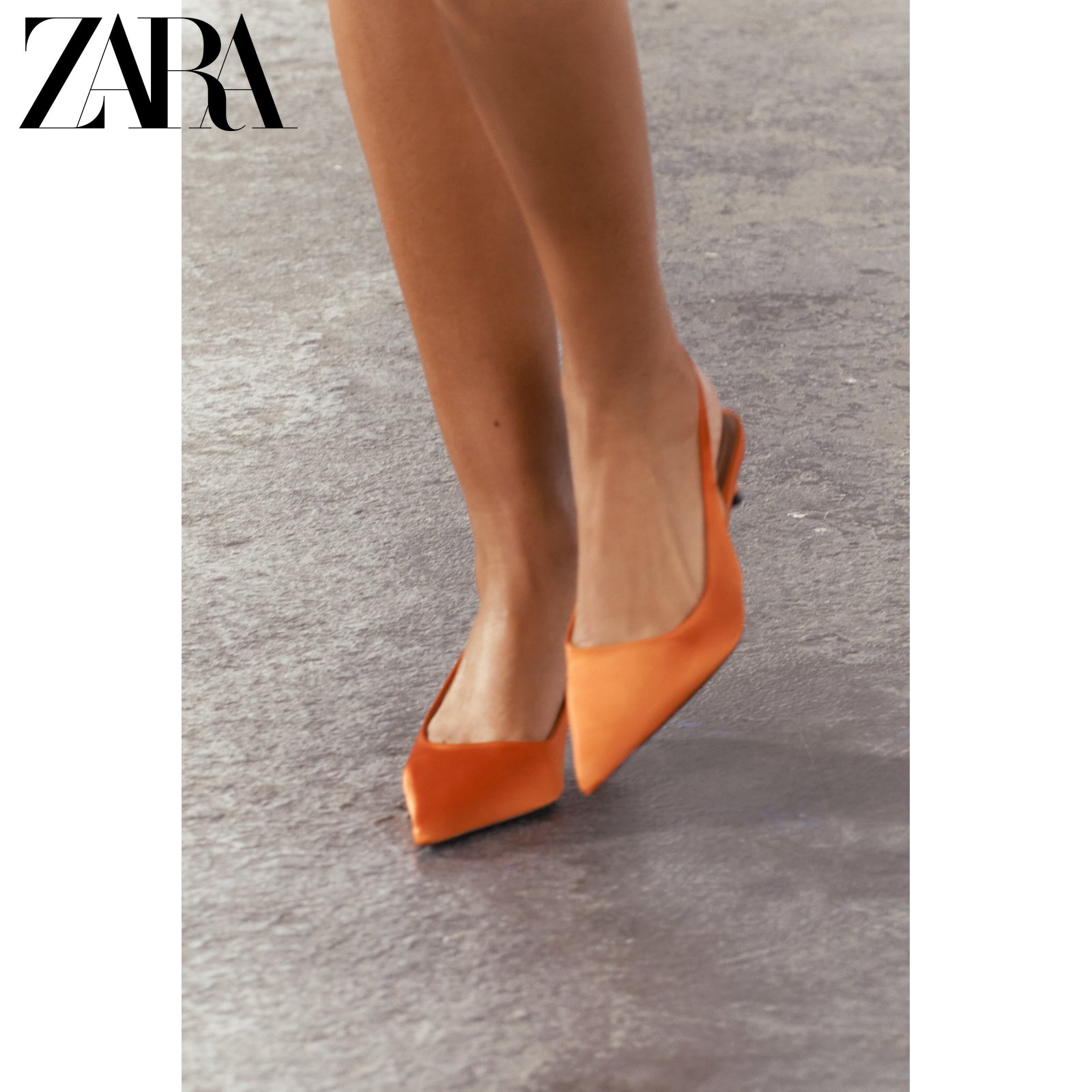 ZARA 春の新作婦人靴気質カジュアル ポインテッドトゥ キャットヒール ミュール ハイヒール 1216310 070
