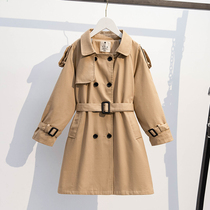 Girls windbreaker 2021 Autumn New English style Korean fashion girl long casual Childrens coat