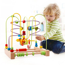 Baby Boy Bypass Pearl Big String Beads Puzzle Force Development Toy Building Blocks Baby Early Education 4 Children 3 Hundreds Treasure Chest 1 Female 2