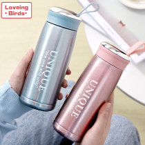 Simple small Thermos mug 304 stainless steel mesh red portable mini couple student High face Cup rope