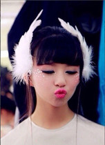 Ballet Swan Lake head decorated with small colourful flags Tongan white feather headwear stage performance Wing Hairpin Hairpin Hair