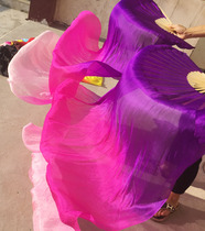Support custom silk fan silk belly dance double fan lengthened dance fan silk color long silk fan