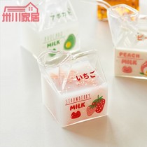 Childrens creative square milk box Microwave oven can be heated Suitable for drinking milk straw cup Japanese glass milk cup