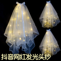 Luminous head yarn Net red with long head yarn Super fairy bow ribbon Photo head yarn night market stall glowing head yarn