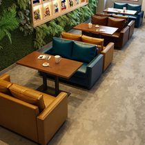  Cafe table and chair combination double retro sofa theme style Western restaurant Qing Bar milk tea dessert shop Restaurant deck