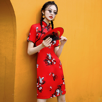Cheongsam womens summer daily improvement 2021 new Chinese style young thin red retro girl dress