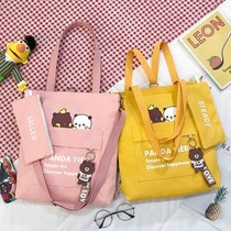 New large-capacity multi-purpose canvas bag female junior high school students Childrens cross schoolbag Korean one-shoulder tote bag