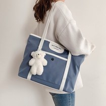 Niche fashion color large capacity mosaic canvas bag shoulder underarm bag casual simple Hand Bag tote bag women