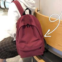 Japanese school bag light girl ancient feeling solid color backpack nylon waterproof campus students ins Super fire backpack