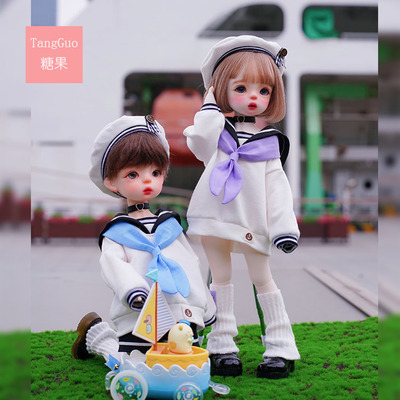 taobao agent Candy House BJD doll clothes 6 -point naval pilot suits six -branch twice couple set sweater hat free shipping