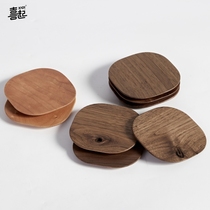 Hi black walnut coaster solid wood cup holder heat insulation mat wooden anti-scalding coaster creative Chinese tea course mat