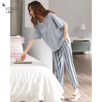 2021 summer new cotton short-sleeved trousers striped girls large size pajamas spring and summer two-piece suit