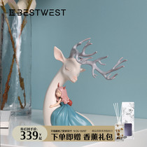 Dependence-Auspicious Deer white night fairy tale ornaments light luxury home decorations to give girlfriends birthday gifts creativity