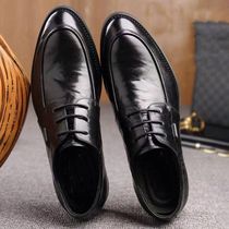 Sheepskin casual leather shoes mens summer breathable mens business dress Derby shoes British trend versatile soft mens shoes