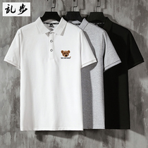 Bear embroidery mens ins summer lapel polo shirt Mens fashion brand youth short-sleeved t-shirt loose casual half sleeve