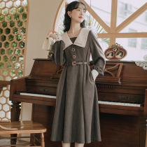Autumn 2021 new female jumpsuit dress gentle style long dress girl retro first love dress female autumn and winter