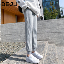 Sports pants womens spring and autumn thin model 2021 New loose velvet slim leg casual pants extended gray pants