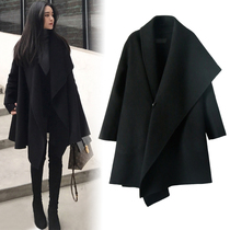 European Station 2021 Autumn Winter Hepburn Wind Cloak Coat Wo Jacket Womens Long Loose Double-sided Cashmere Coat