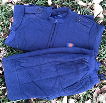 New flame blue velvet pants thick warm fleece suit blue zipper sweater wool pants