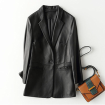 2021 New Haining Fur Dress Woman a slim commuter casual sheep skin suit coat is thin