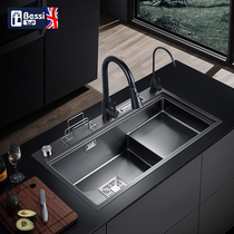 Beschde nano black kitchen sink washing basin single tank stainless steel vegetable washing pool stepped pool large manual