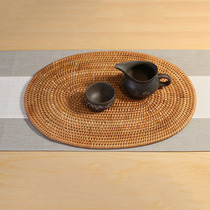Rattan tea cup mat Vietnamese Autumn Rattan tea tray Rattan insulation mat Pot mat Teapot mat Hand woven placemat tea mat