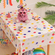 Baby full moon and 100 days layout supplies childrens birthday party decoration creative wave point disposable solid color tablecloth