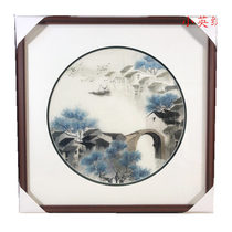 Pure handmade new boutique Suzhou embroidery painting Su embroidery finished hanging painting porch decorative painting 5050 water town