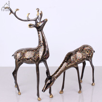 Pakistani bronze A deer has you Brass carving handicrafts Couple deer home newlywed decoration ornaments